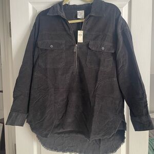 Black Corduroy Pullover Shirt aerie oversized for size xs